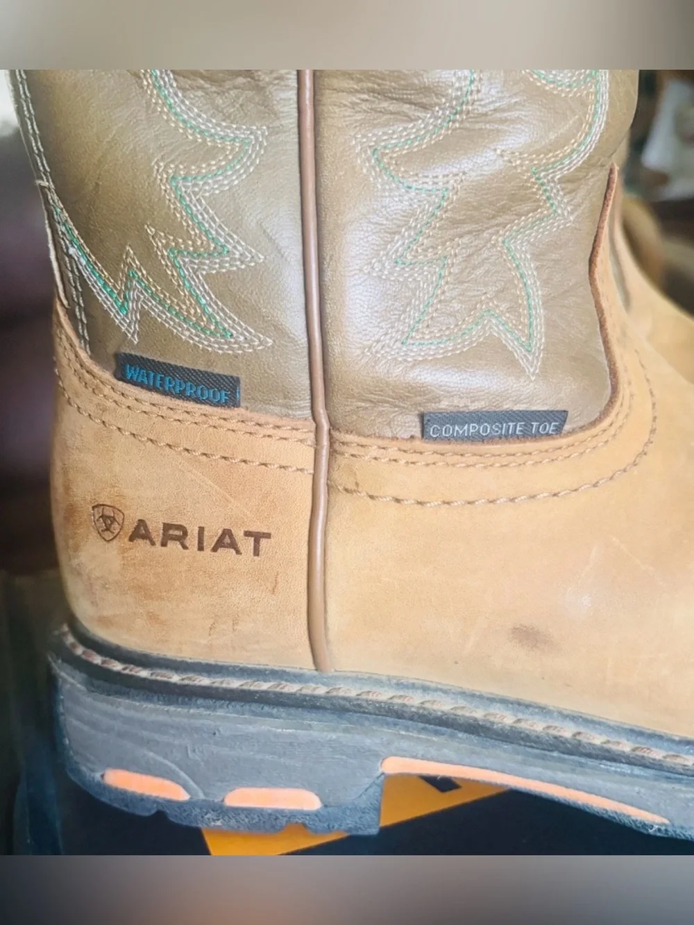 ARIAT WORKHOG H20 WOMEN'S 10018578 AGED BARK/ARMY GREEN WATERPROOF BOOTS SIZE 7B